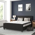 Flash Furniture Queen Size Black Fabric Platform Bed & Mattress HG-BM10-23-GG
